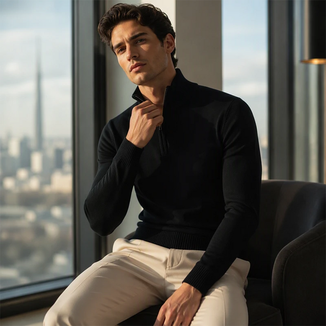 Quarter Zip Mock Neck Sweater