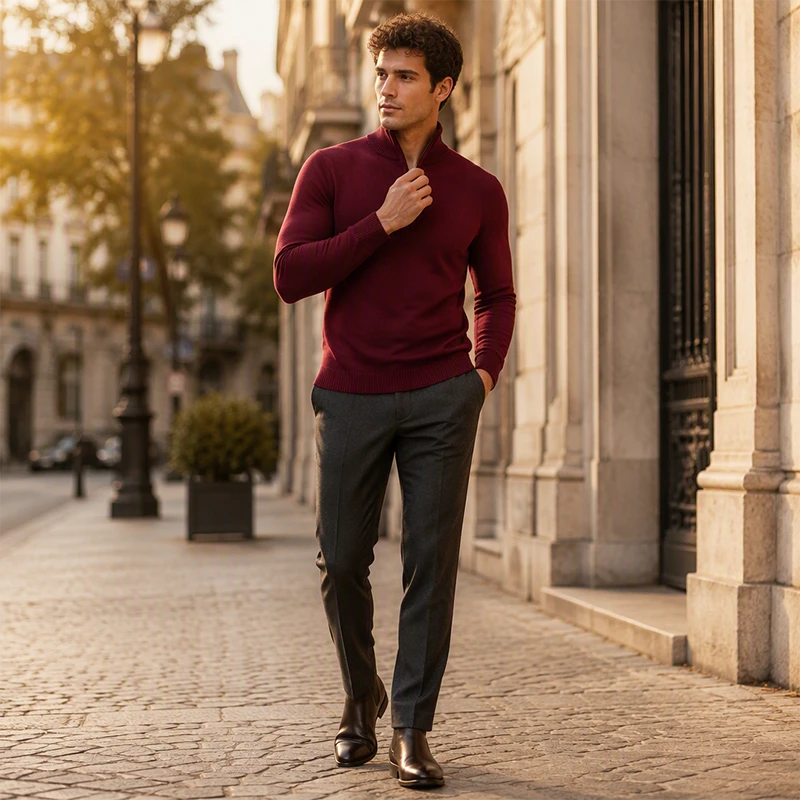 Quarter Zip Mock Neck Sweater